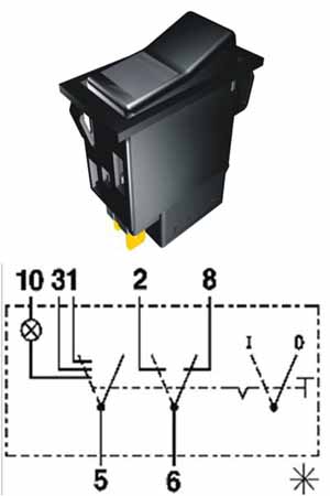 Kipp-Warnblinkschalter 24V 10A