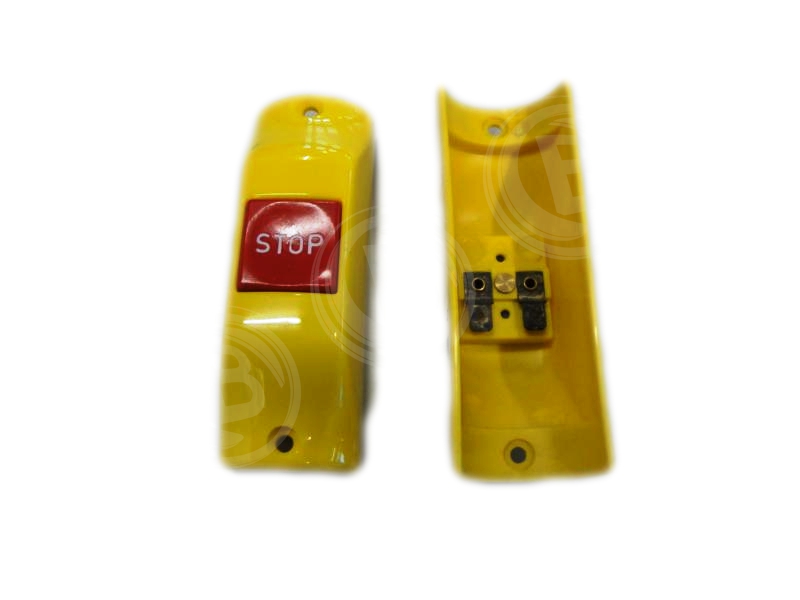 Haltewunschtaster gelb, Knopf rot mit Zwischenstück gelb 35 auf 30 mm