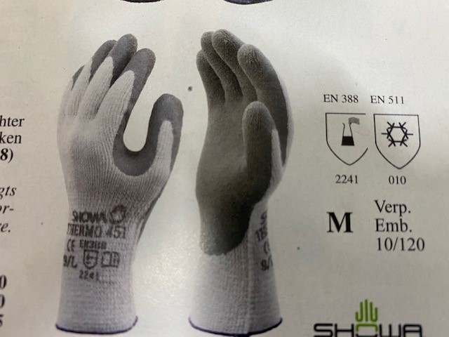 Handschuhe-Gummi-Grau Thermo-Grip 451 Grössen S