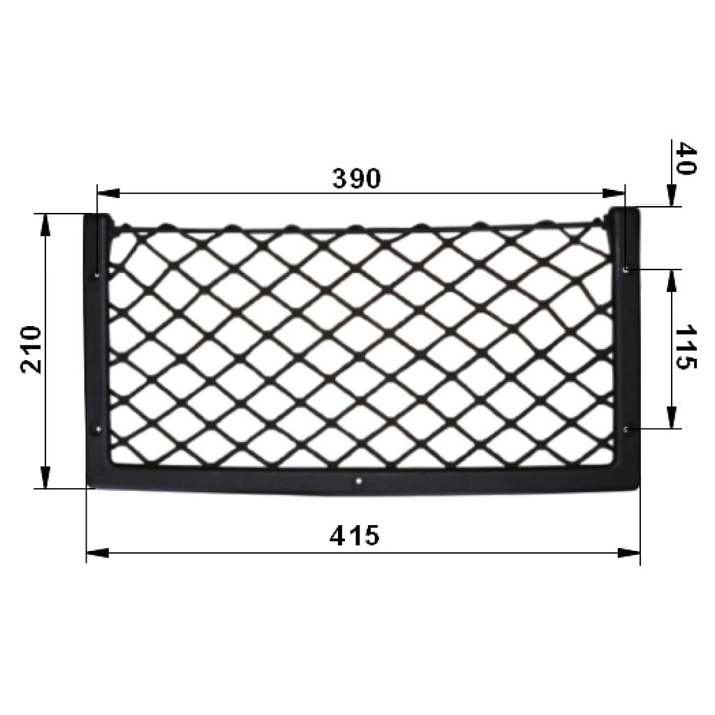 Gepäcknetz mit Kunststoffrahmen 415x210mm