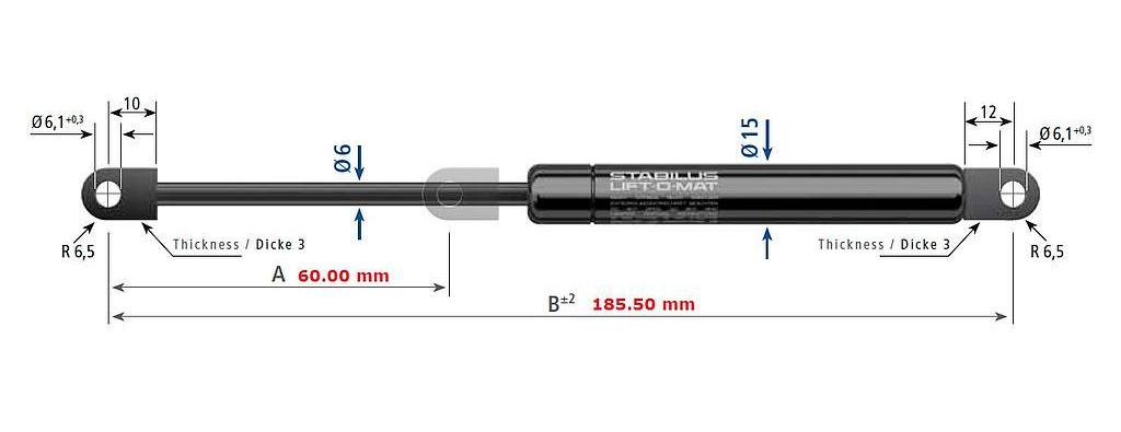 Gasdämpfer 50N 185.50mm