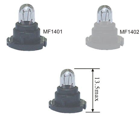 Glühbirne 14V 1.2W mit Fassung T5 x 4.6d schwarz 