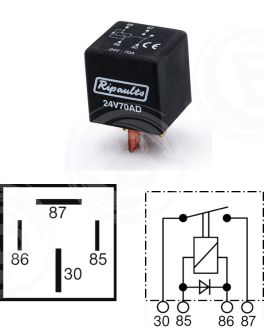 Hochleistungs-Relais 24V 70A (24V70AD) mit Diode 