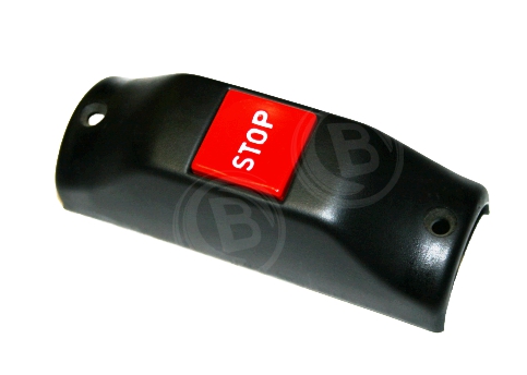 Haltewunschtaster schwarz/STOP, roter Knopf, weisse Schrift