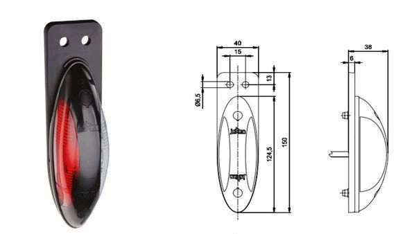 LED Umrissleuchte JOKON r/w mit Halter gerade 9-32V links 